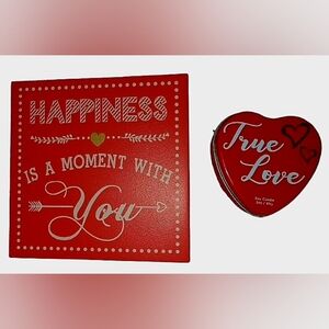 📣 Valentine's 💘 Wood Plaque & Soy Candle 🕯️ Tin 🎁 🎀 Feb 14th 💕 💘